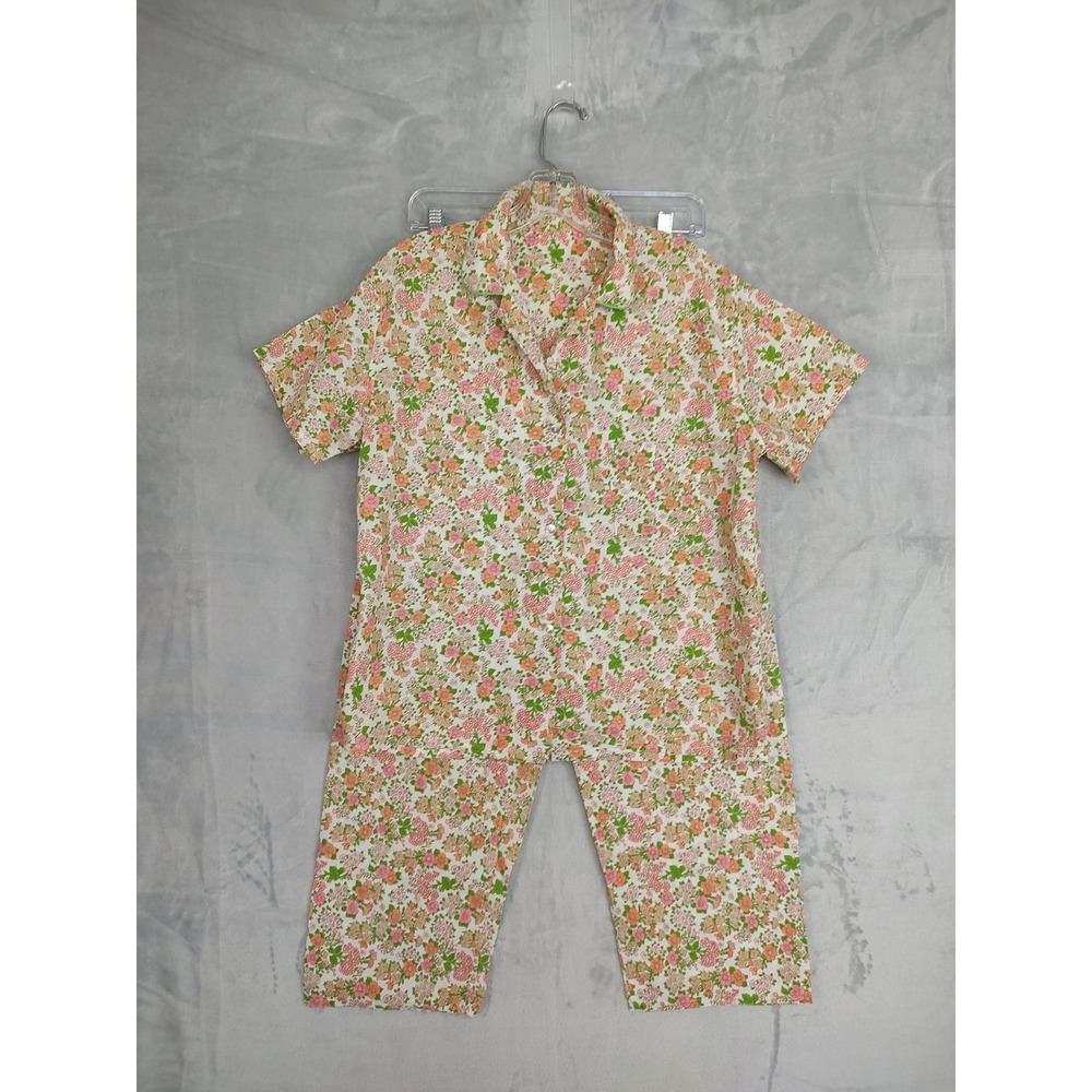 Vintage Floral Pajama Set Women's Size M Two Piece Lounge Sleepwear